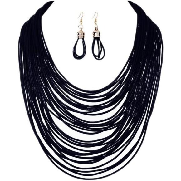 COLORFUL BLING African for Women Wax Line Statement Jewelry Set - Picture 1 of 3